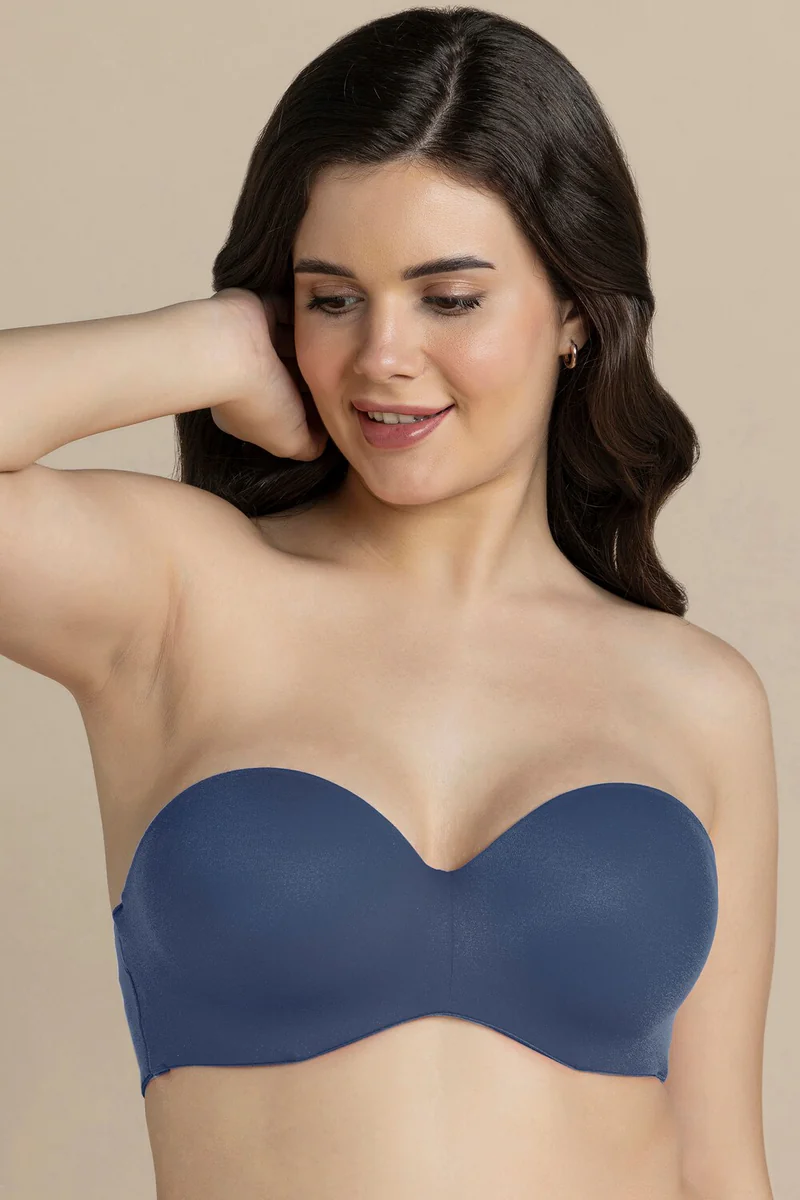 Women's Blue Insignia Solid Padded Wired Multiway Strapless Bra