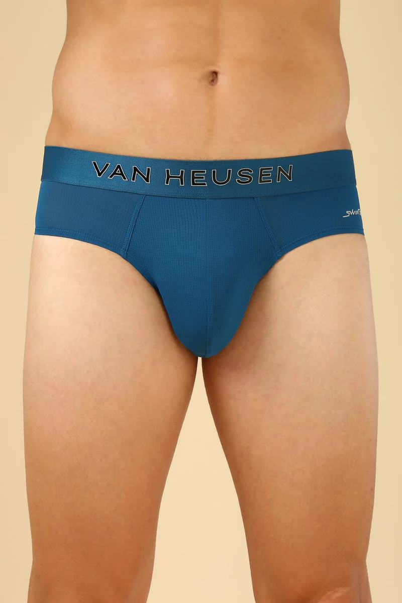 Men's Blue Microfiber Solid Brief