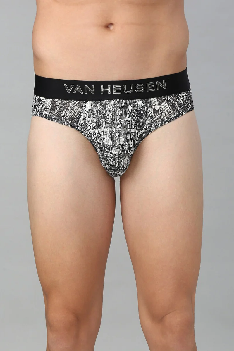 Men's Black Allover Print Swift Dry Flexi Stretch AIR Series Active Brief