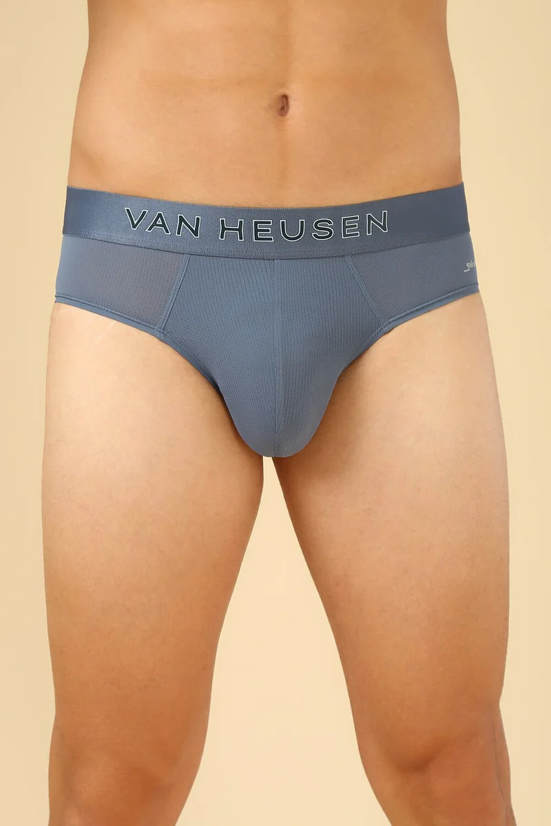 Men's Grey Microfiber Solid Brief