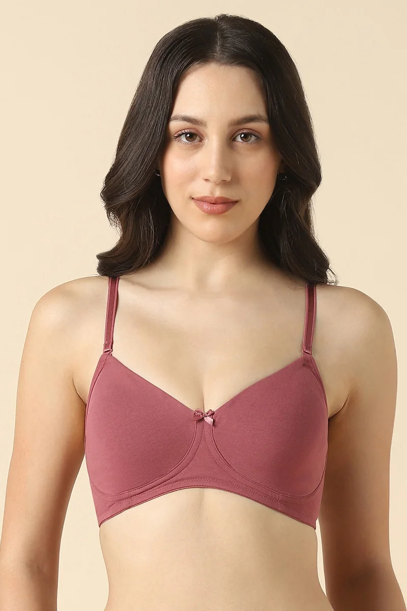 Women's Pink Solid Anti Bacterial Non Padded Wireless Shaper Bra