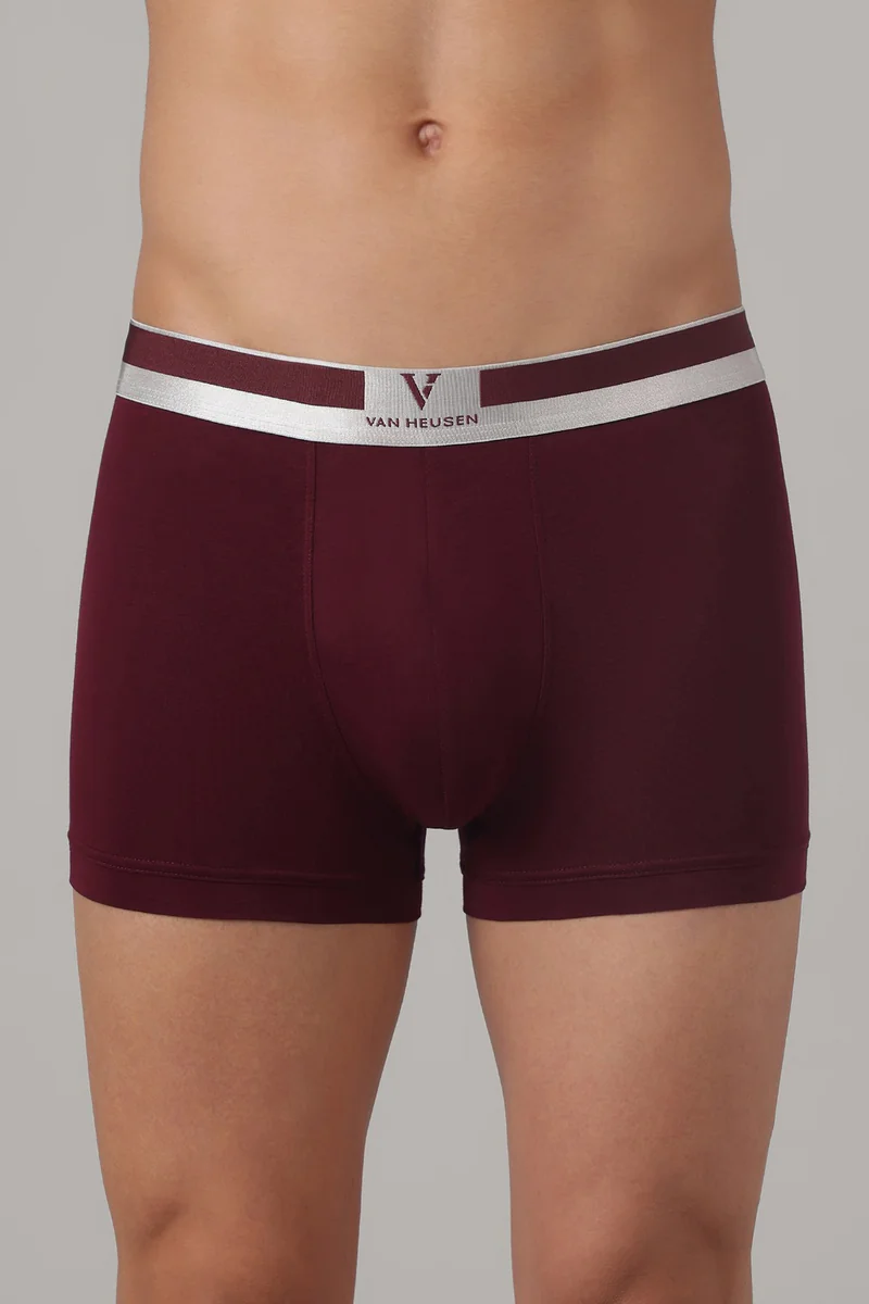 Men's Purple Solid Colour Fresh No Ride Up Ultra Soft Pima Cotton Trunk by Van Heusen