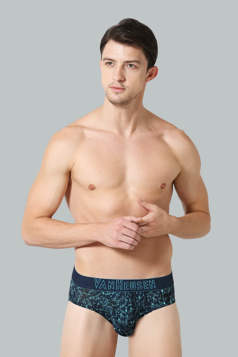 Men's Blue Allover Print Swift Dry 4 Way Stretch AIR Series Active Brief