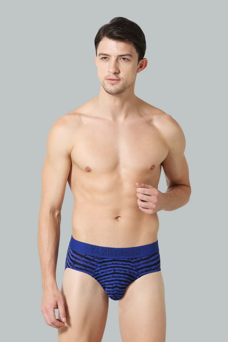 Men's Blue Allover Print Swift Dry 4 Way Stretch AIR Series Active Brief