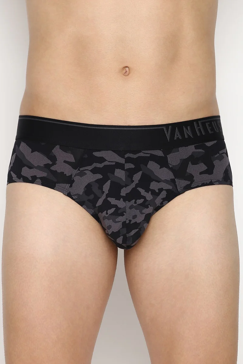 Men's Grey SPP-15 Allover Print 4 Way Stretch Body Defining Fit Briefs