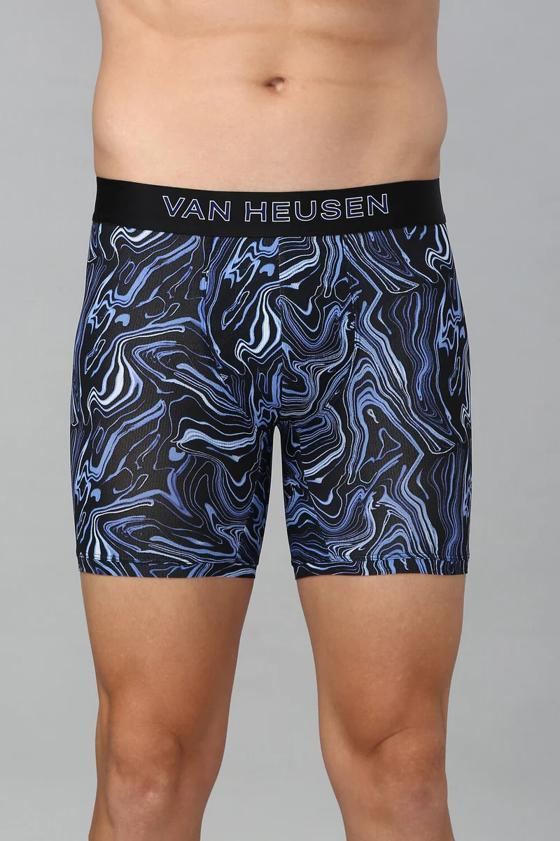 Men's Blue Allover Print Swift Dry Flexi Stretch AIR Series Active Boxer Brief