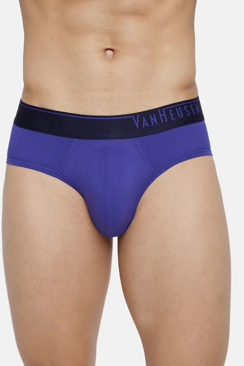 Men's Blue Solid 4 Way Stretch Body Defining Fit Briefs