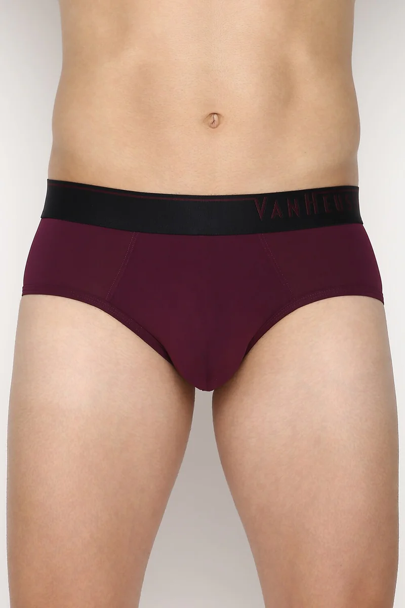 Men's Purple Deep Solid 4 Way Stretch Body Defining Fit Briefs