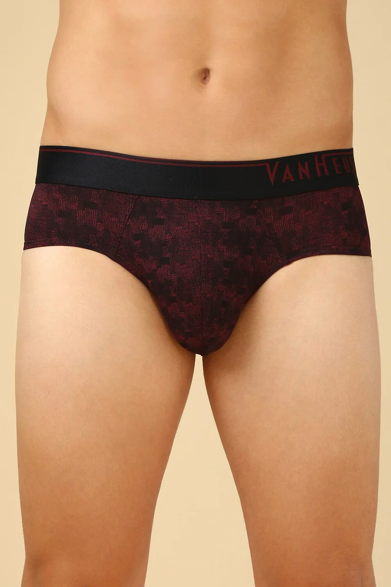 Men's Black Microfiber Print Brief