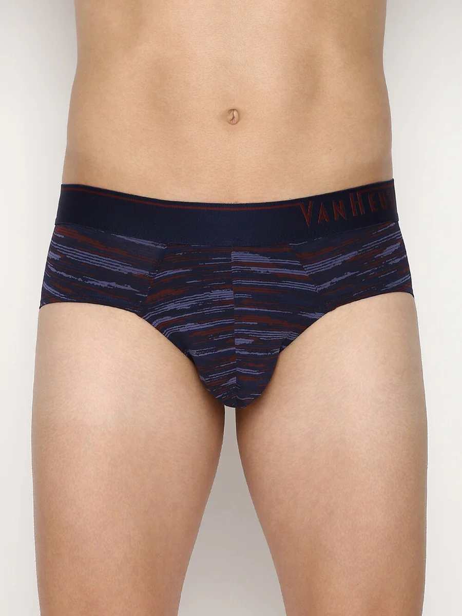 Men's Navy SPP-13 Allover Print 4 Way Stretch Body Defining Fit Briefs