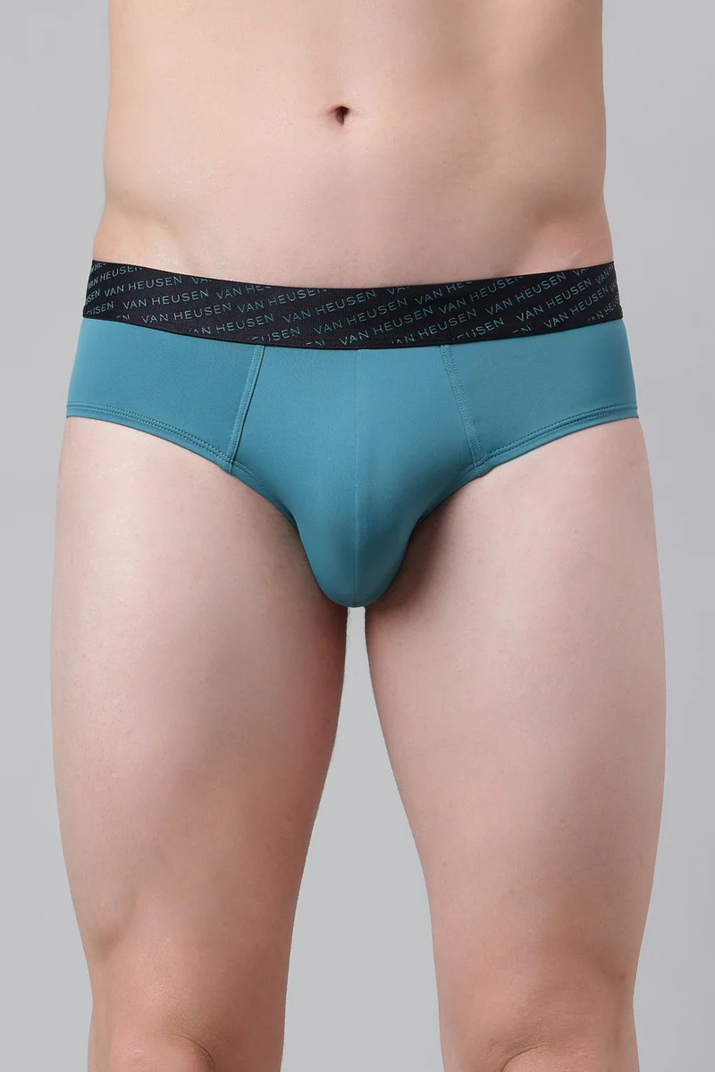 Men's Blue Solid Microfiber 4 Way Stretch Tactel Brief