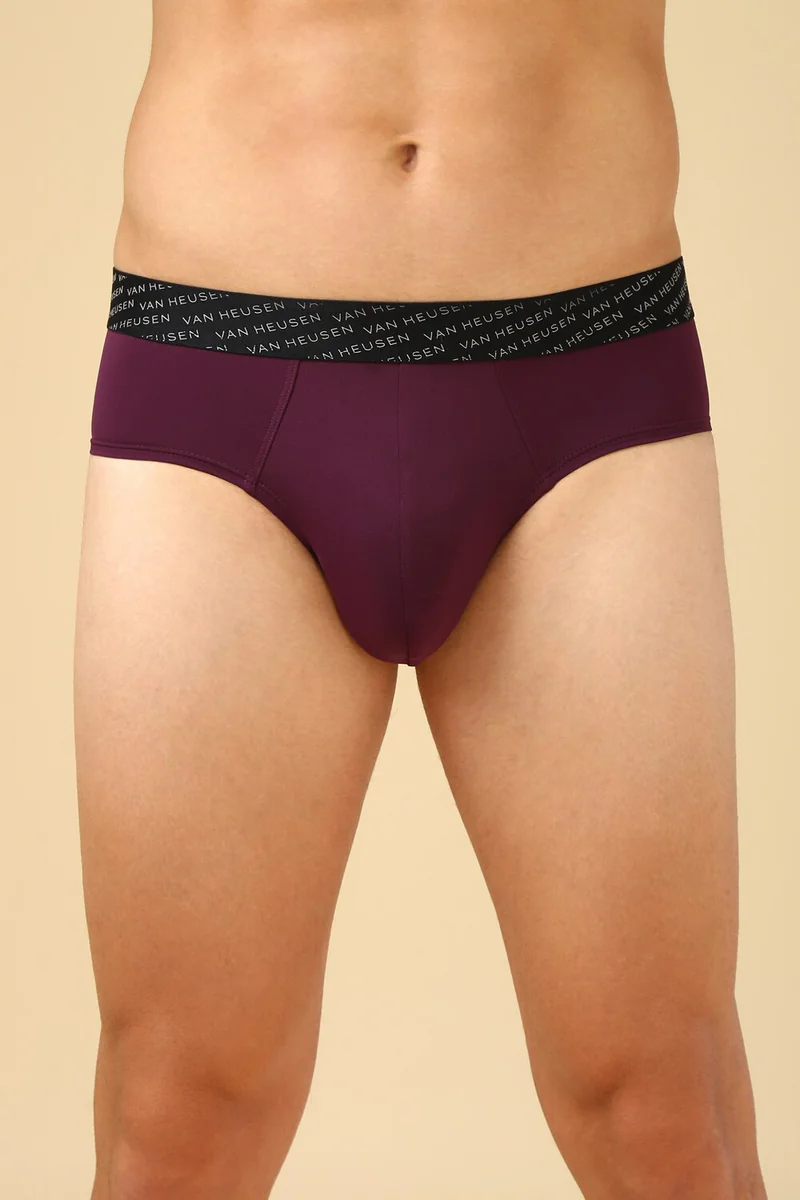 Men's Purple Nylon Solid Brief by Van Heusen
