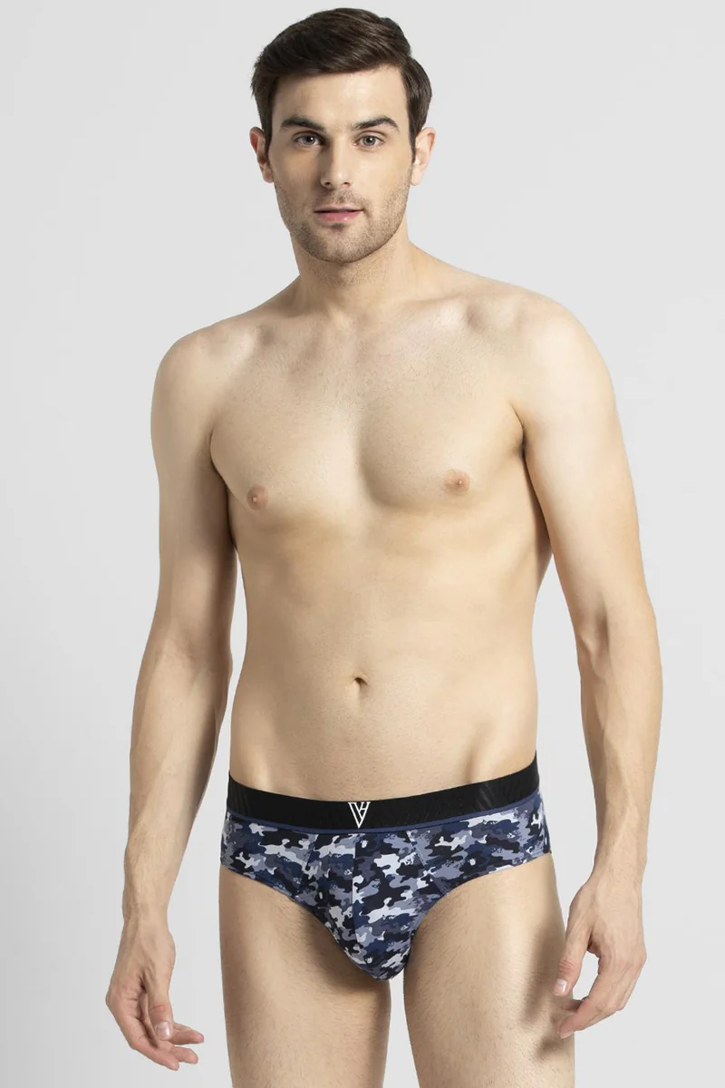 Men's Multicolor Cotton Blend Print Brief