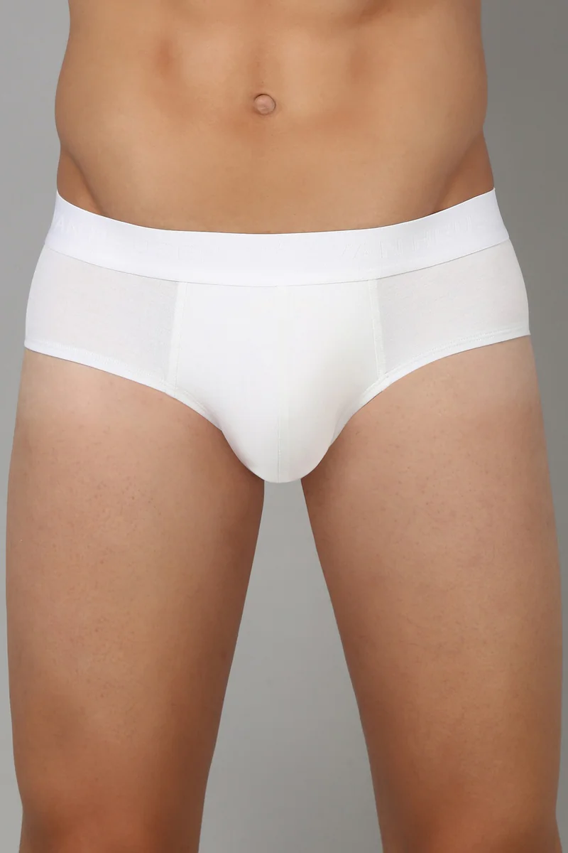 Men's White Solid Modal Flexi Stretch Ultra Soft Brief