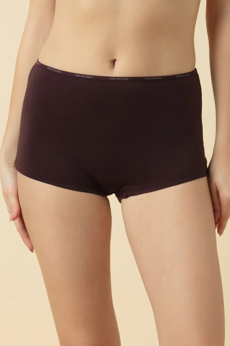 Women's Brown Solid Anti Bacterial Moisture Wicking Boyshorts