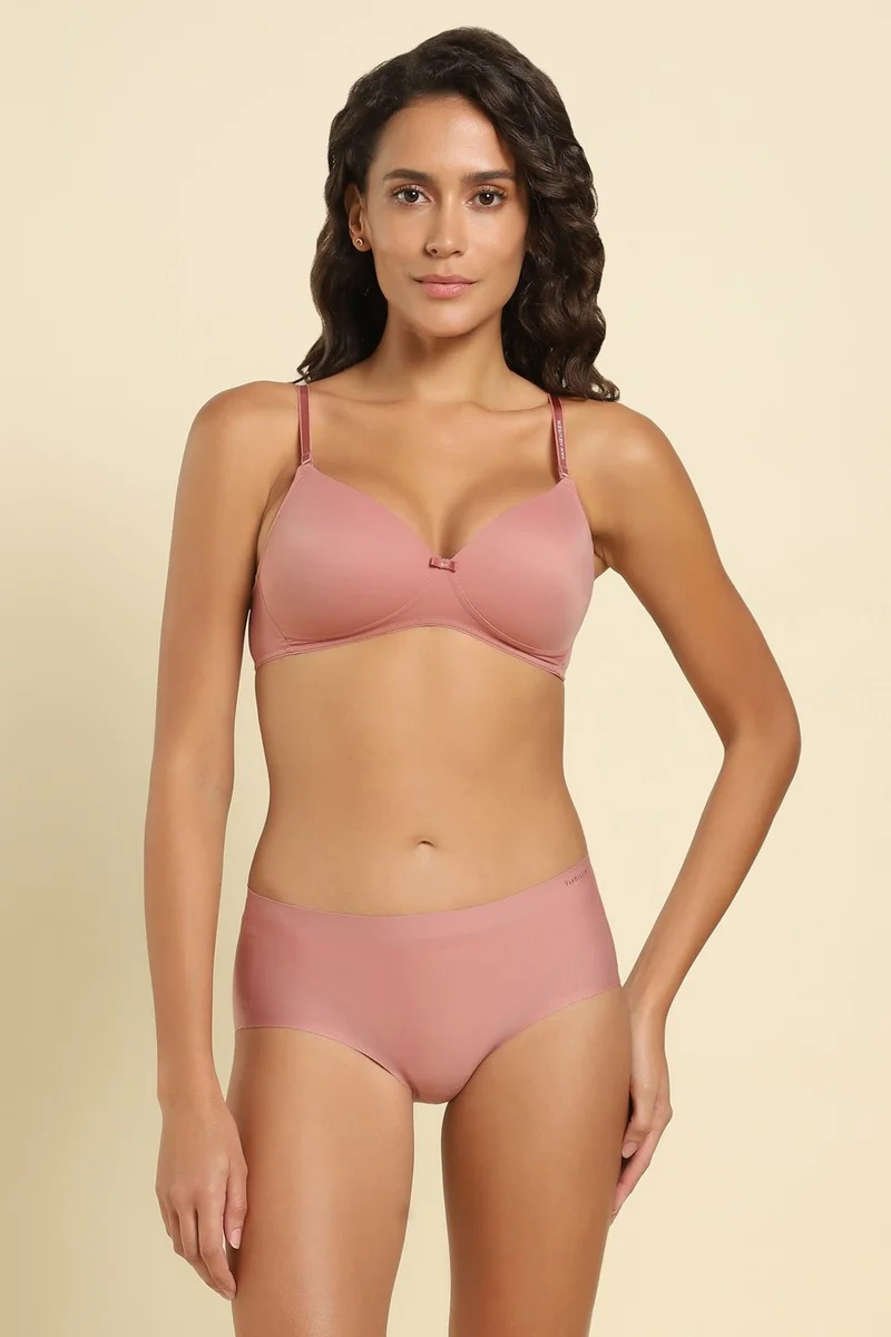Women's Pink Plush Back No Slip Strap Wireless And Padded Tshirt Bra