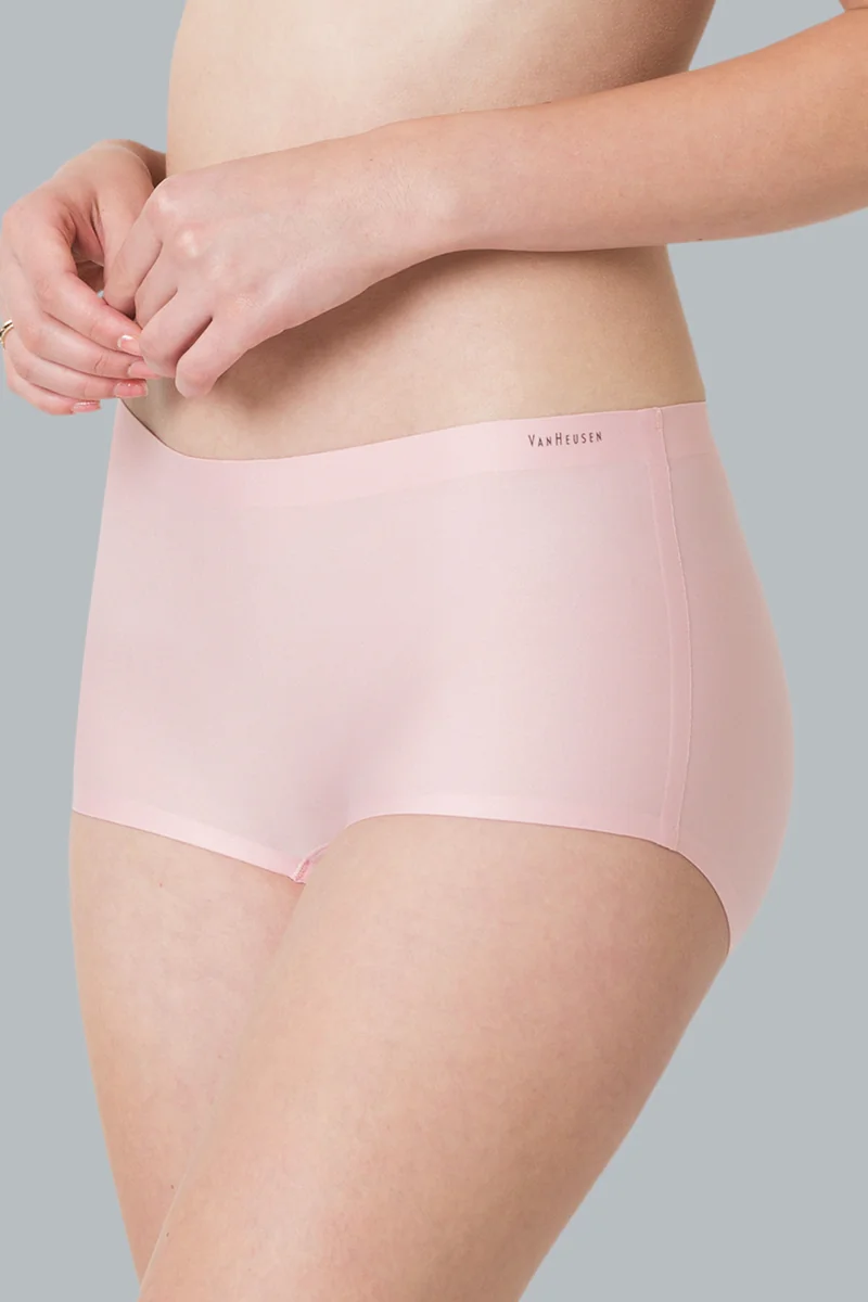 Women's Pink Bridal Rose Solid No Visible Boyshorts Line Easy Stain Release Gusset Invisilite Boyleg Boyshorts