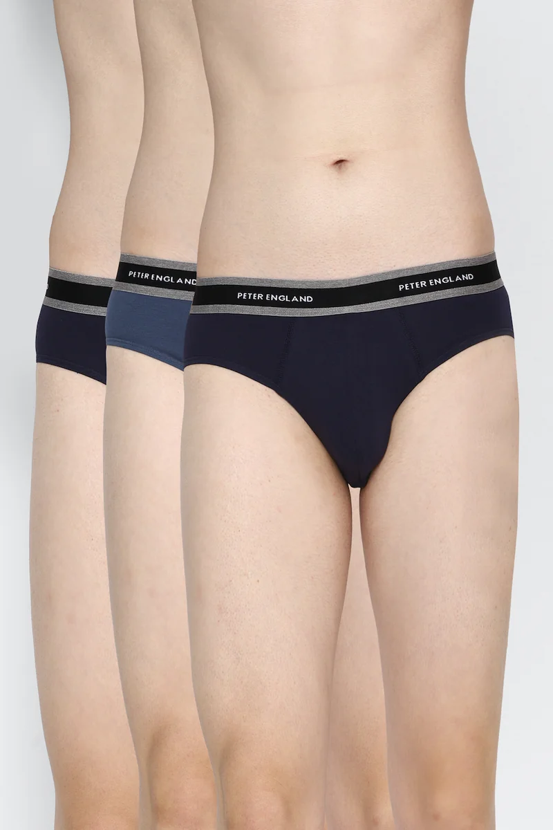 Men's Multicolor Cotton Blend Solid Briefs - Pack of 3