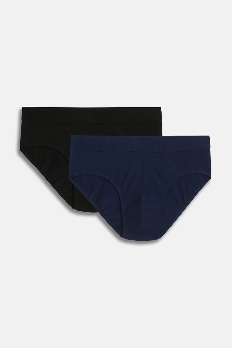 Men's Navy Cotton Solid Brief