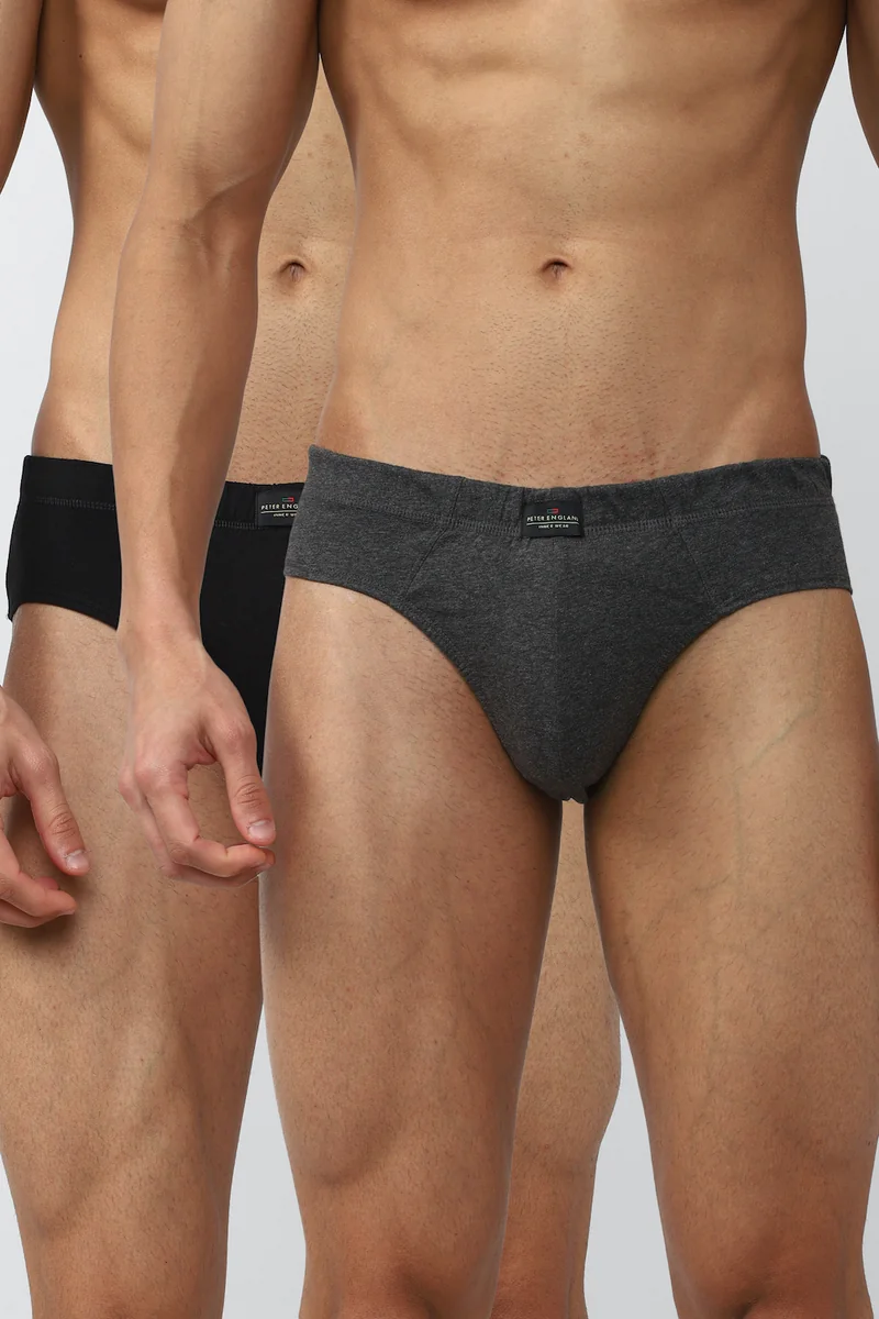 Men's Black Cotton Solid Brief