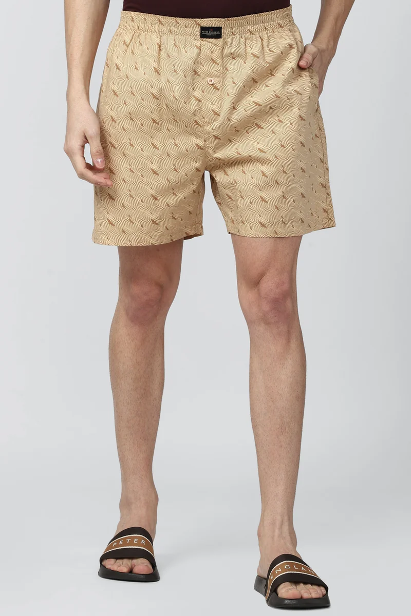 Men's Brown Cotton Print Boxer Shorts