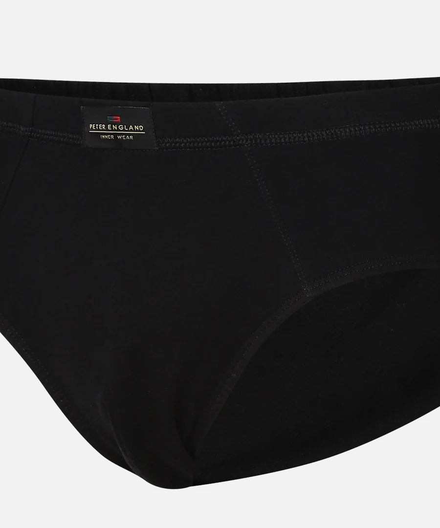 Men's Black Cotton Blend Solid Briefs - Pack of 2