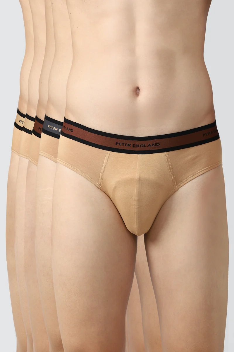 Men's Beige Cotton Blend Solid Brief
