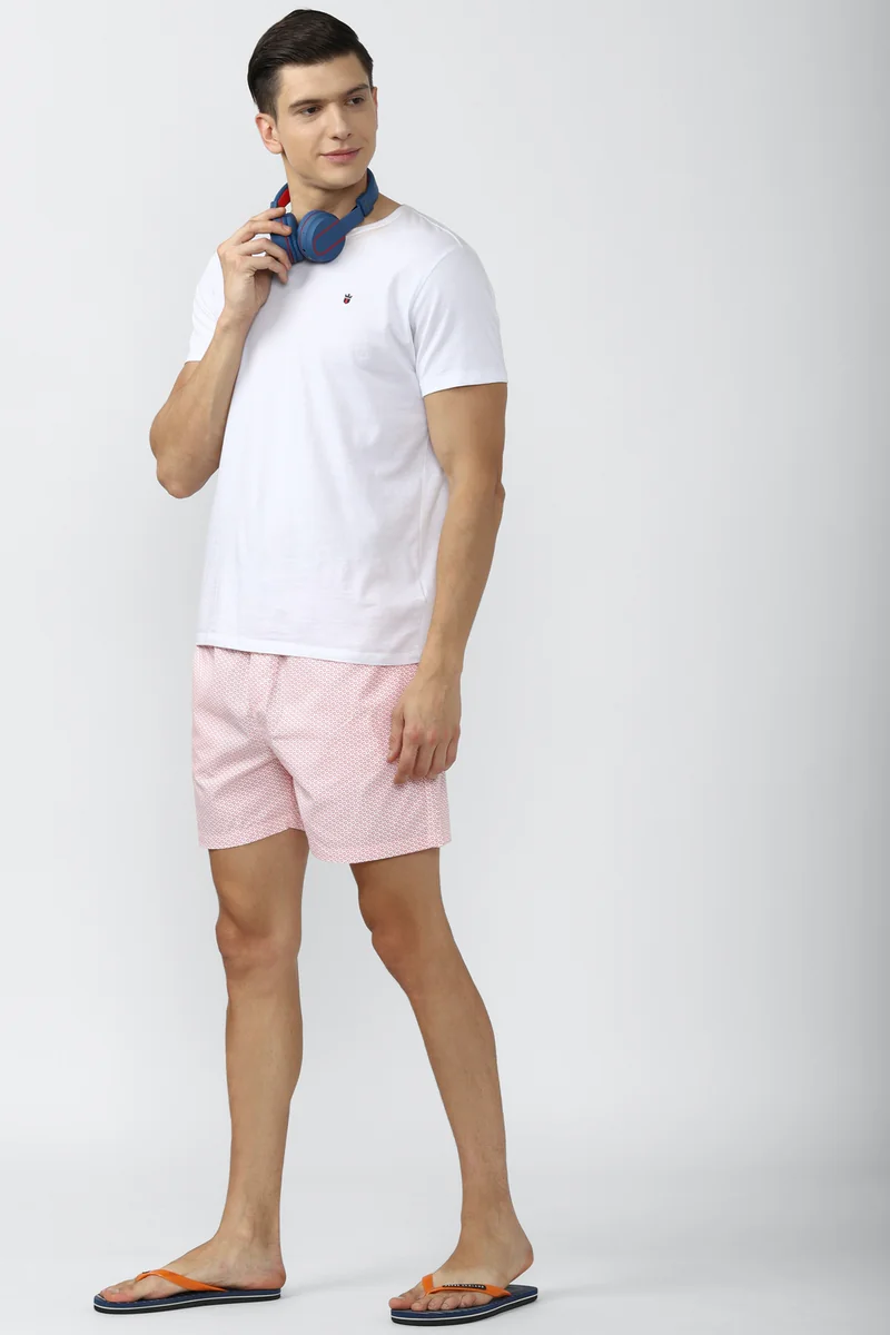 Men's Pink Cotton Pink Print Boxers