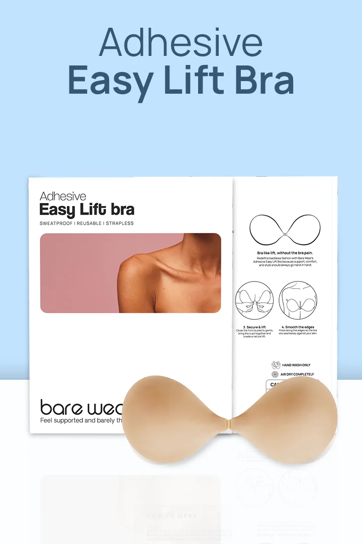 Women's Adhesive Silicone Easy Lift Bra Reusable Strapless Backless and Invisible Sweatproof and Waterproof Cup - D