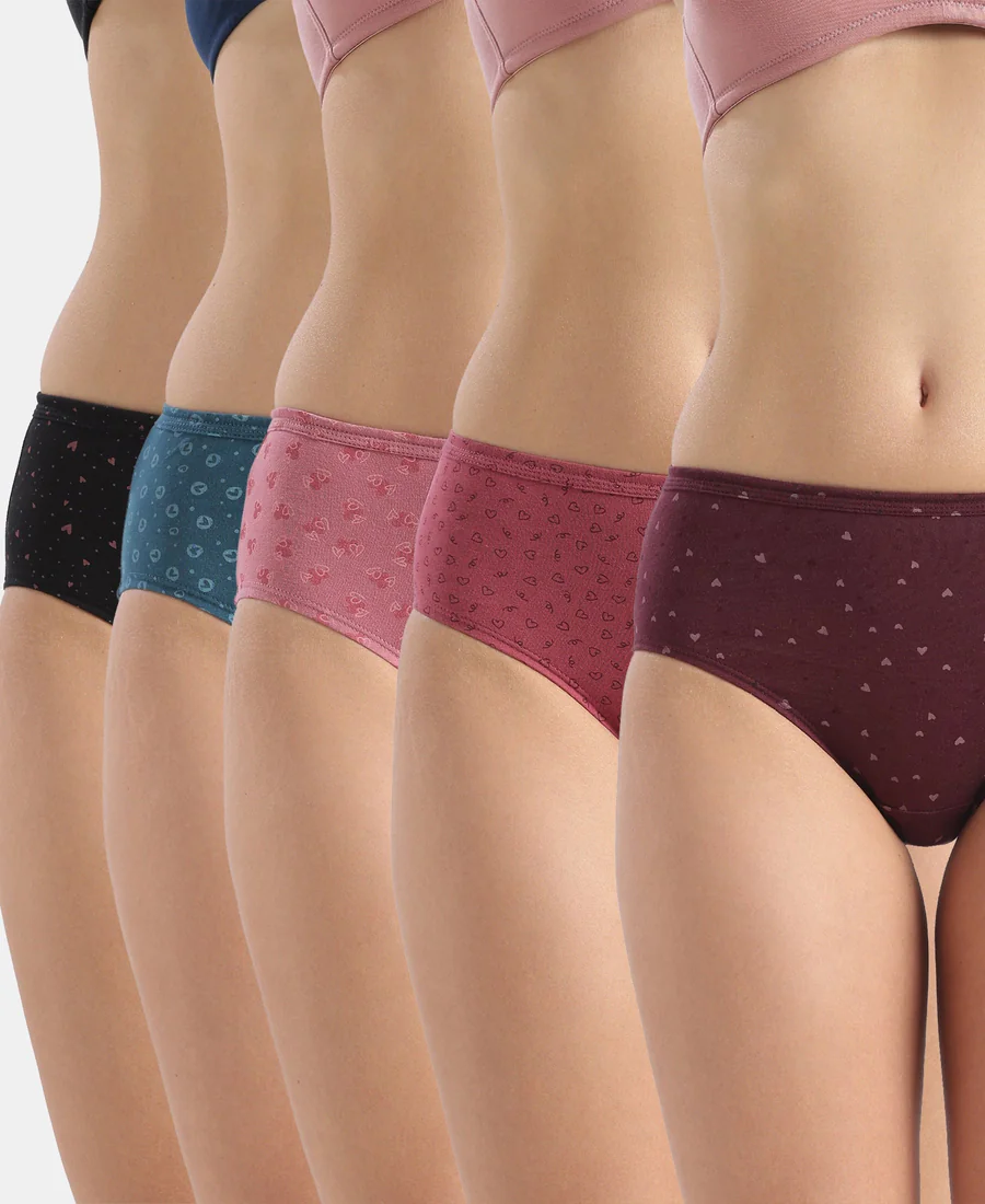 Women's Multicolor High Coverage Super Combed Cotton Waistband Hipster - Pack of 5
