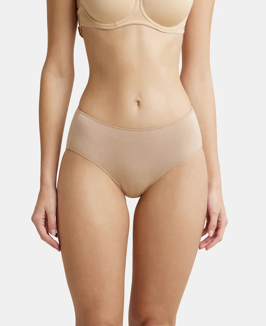 Women's Skin Beige High Coverage Micro Modal Elastane Stretch Waistband Hipster