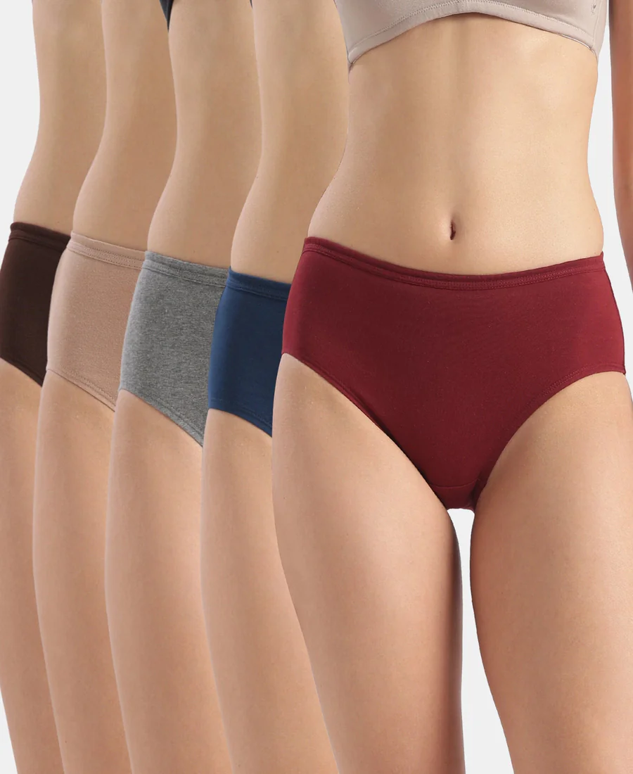 Women's Dark Assorted High Coverage Super Combed Cotton Concealed Waistband Hipster - Pack of 5