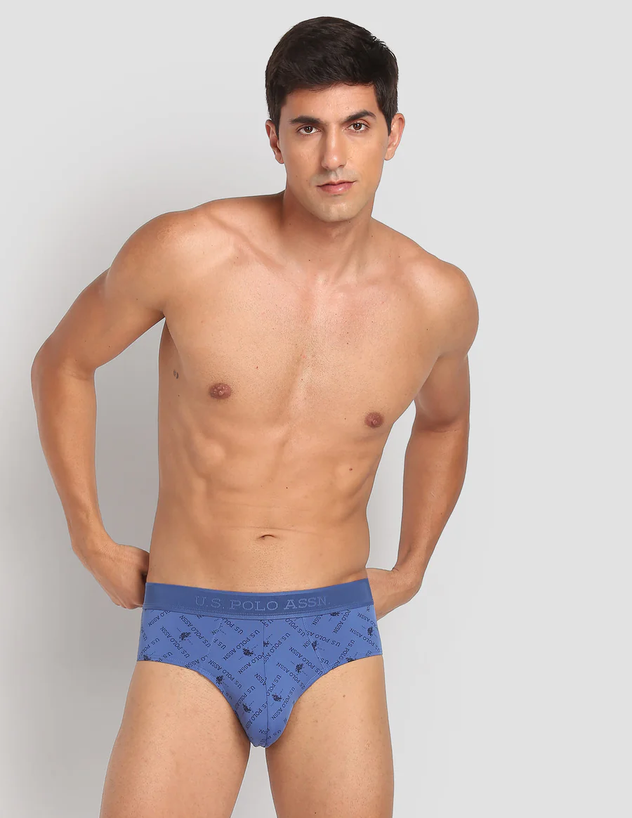 Men's Blue Printed Briefs