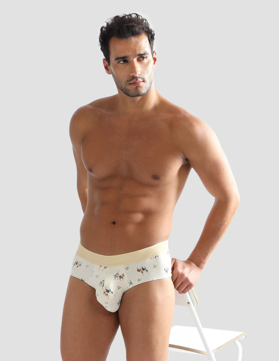 Men's Beige Printed Briefs