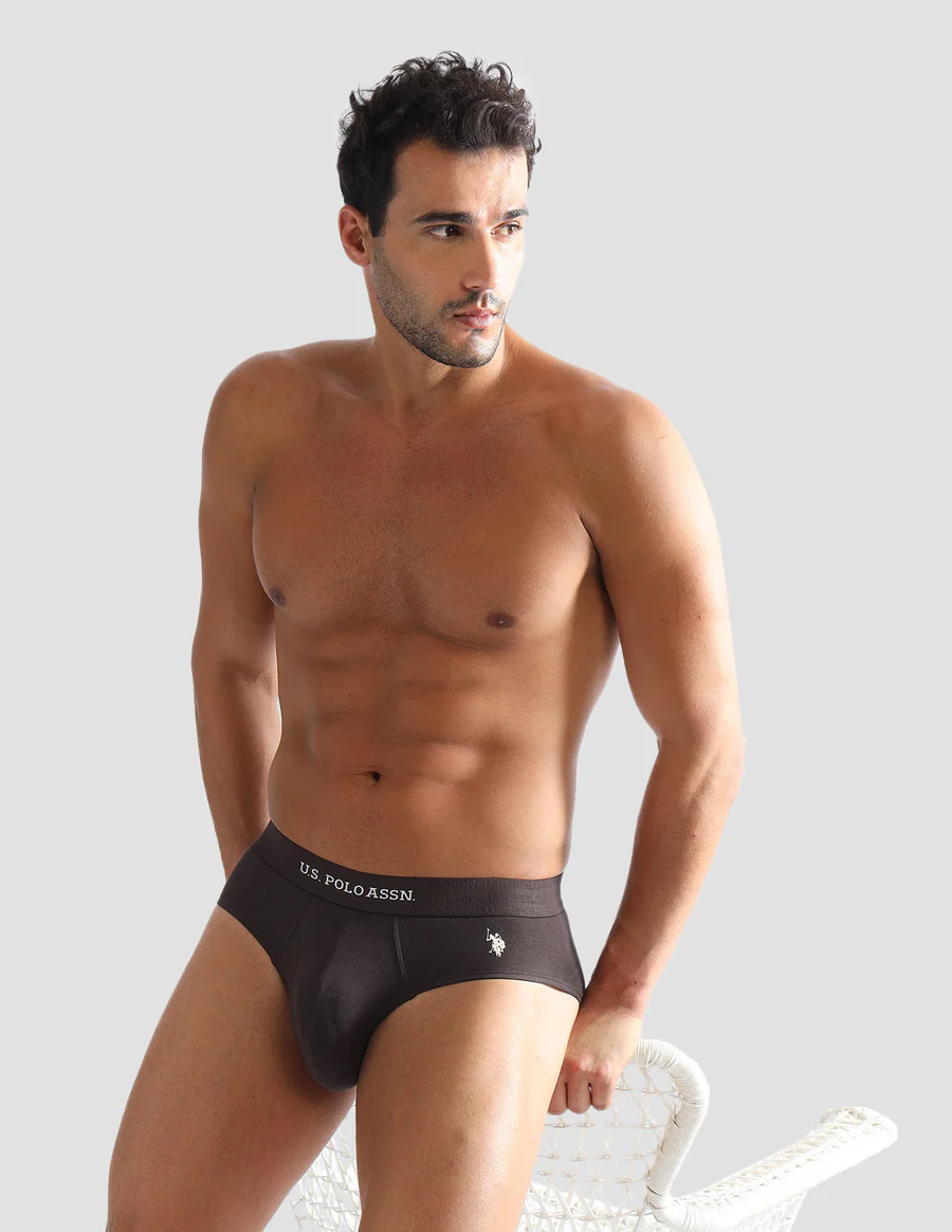 Men's Brown Solid Briefs