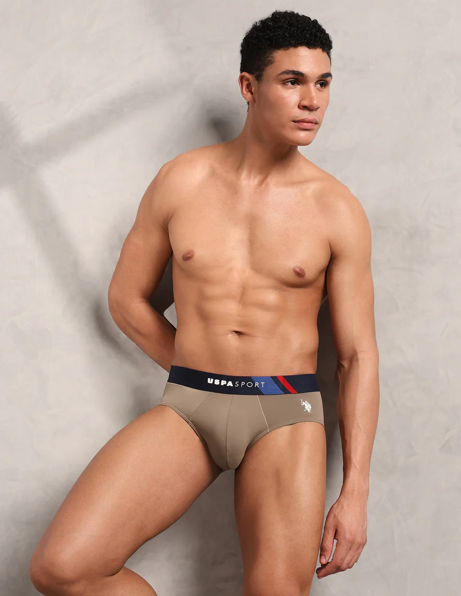 Men's Brown Solid Briefs