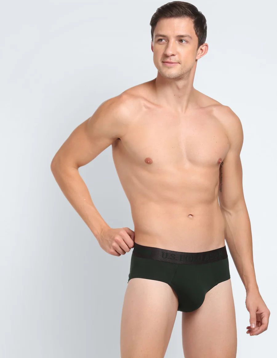 Men's Green Solid Briefs