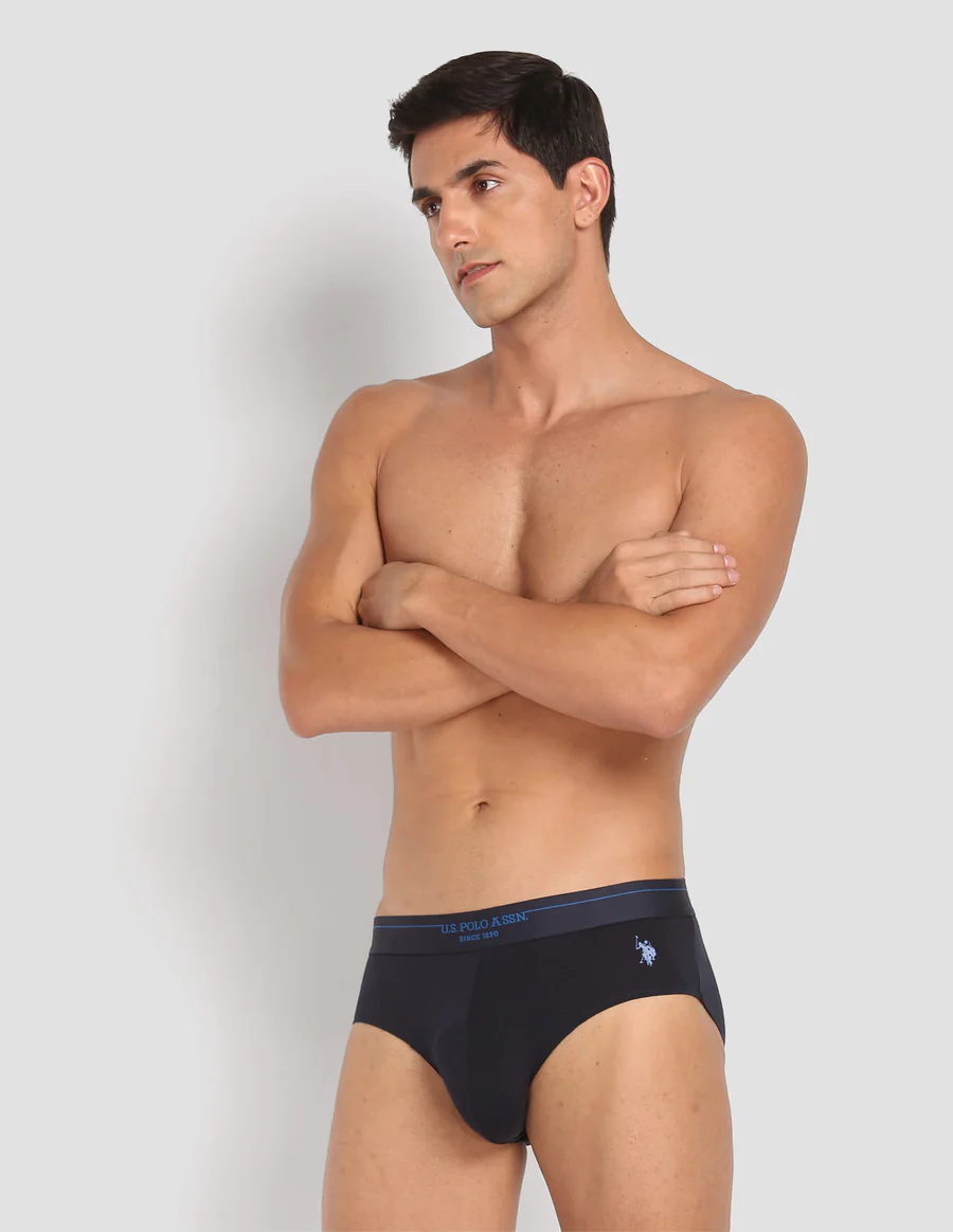 Men's Blue Solid Briefs