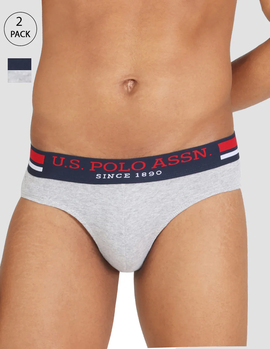 Men's Grey Solid Briefs - Pack of 2