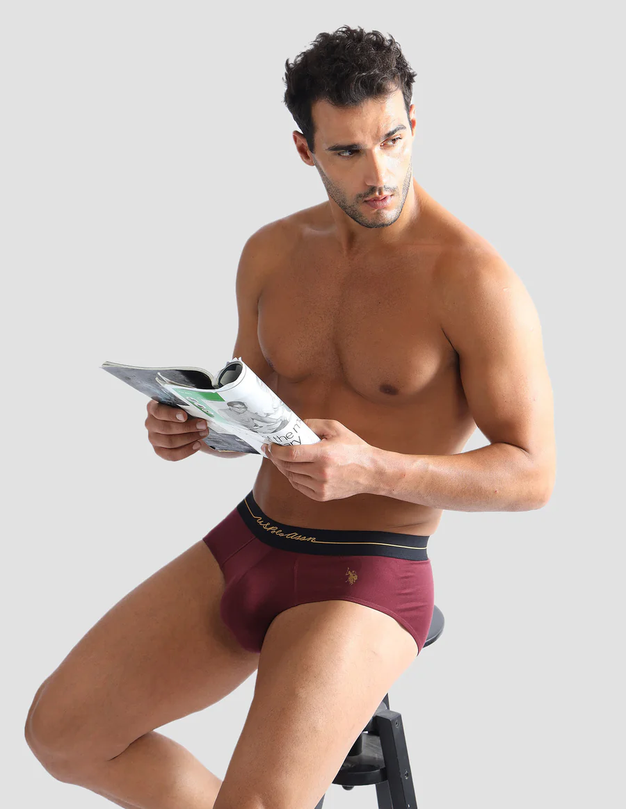 Men's Red Solid Briefs