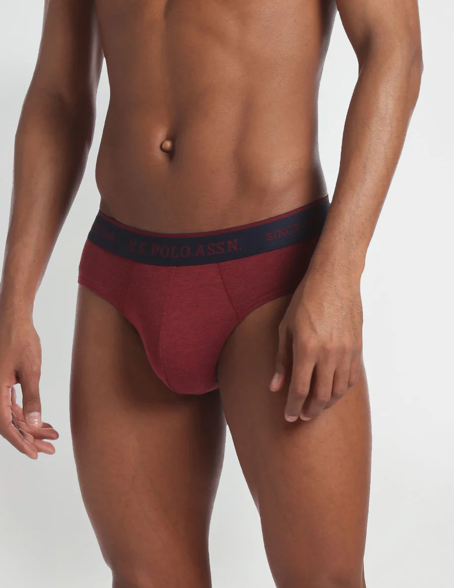 Men's Red Solid Briefs