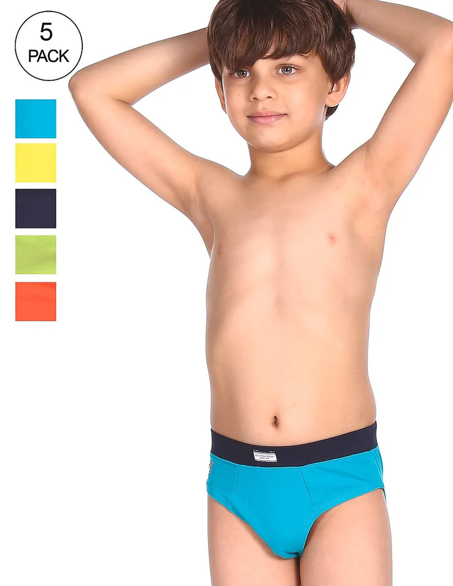 Boys Assorted Solid Briefs - Pack of 5