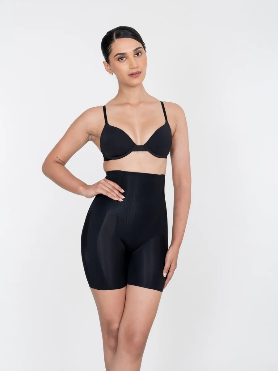 Women's Black Polyamide Air Series - High Waist Shaper Shorts