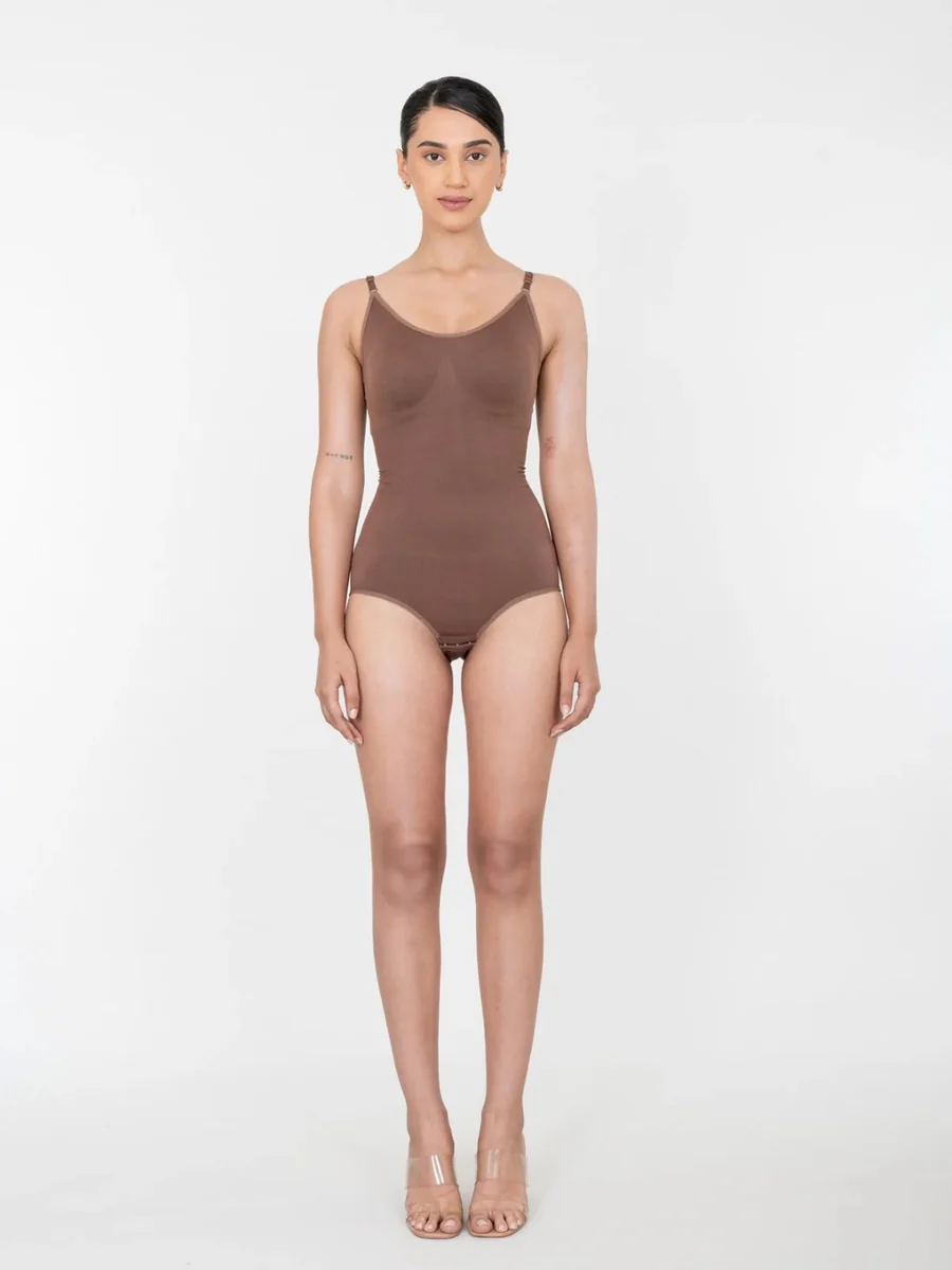 Women's Brown Polyamide Strapless Snatched Bodysuit - Body Shaper