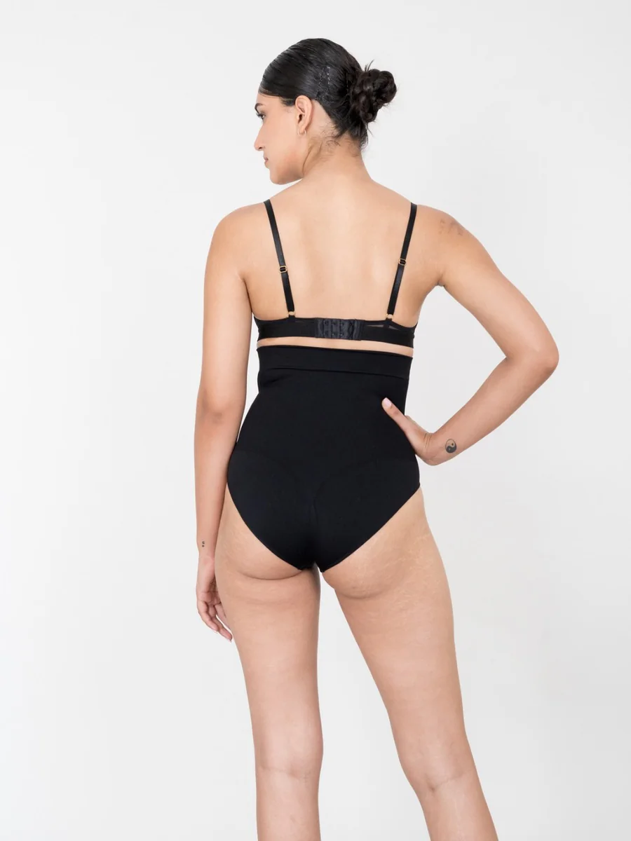 Women's Black Polyamide High Waisted Shaper Panty