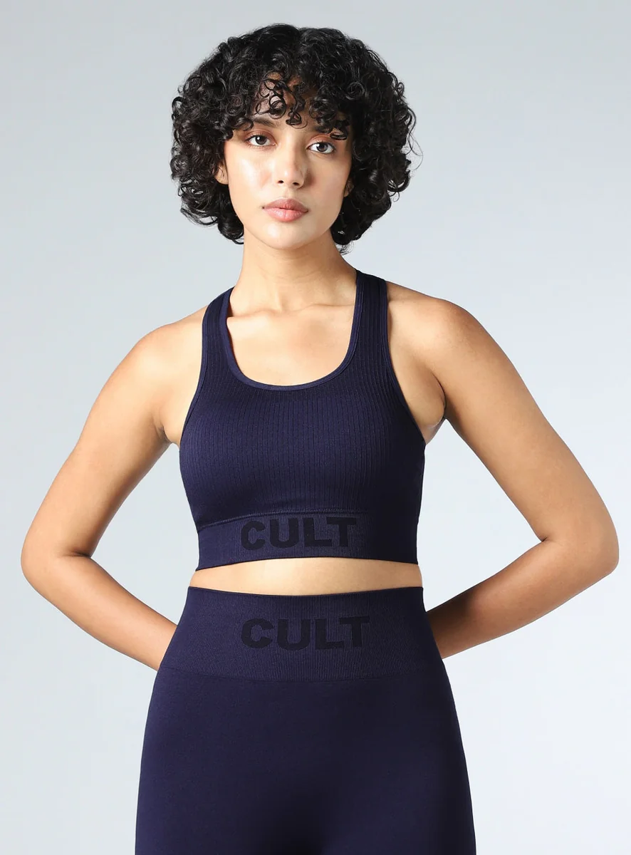 Women's Navy Powerflow Medium Support Seamless Bra