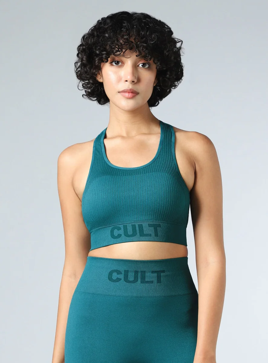 Women's Blue Powerflow Medium Support Seamless Bra