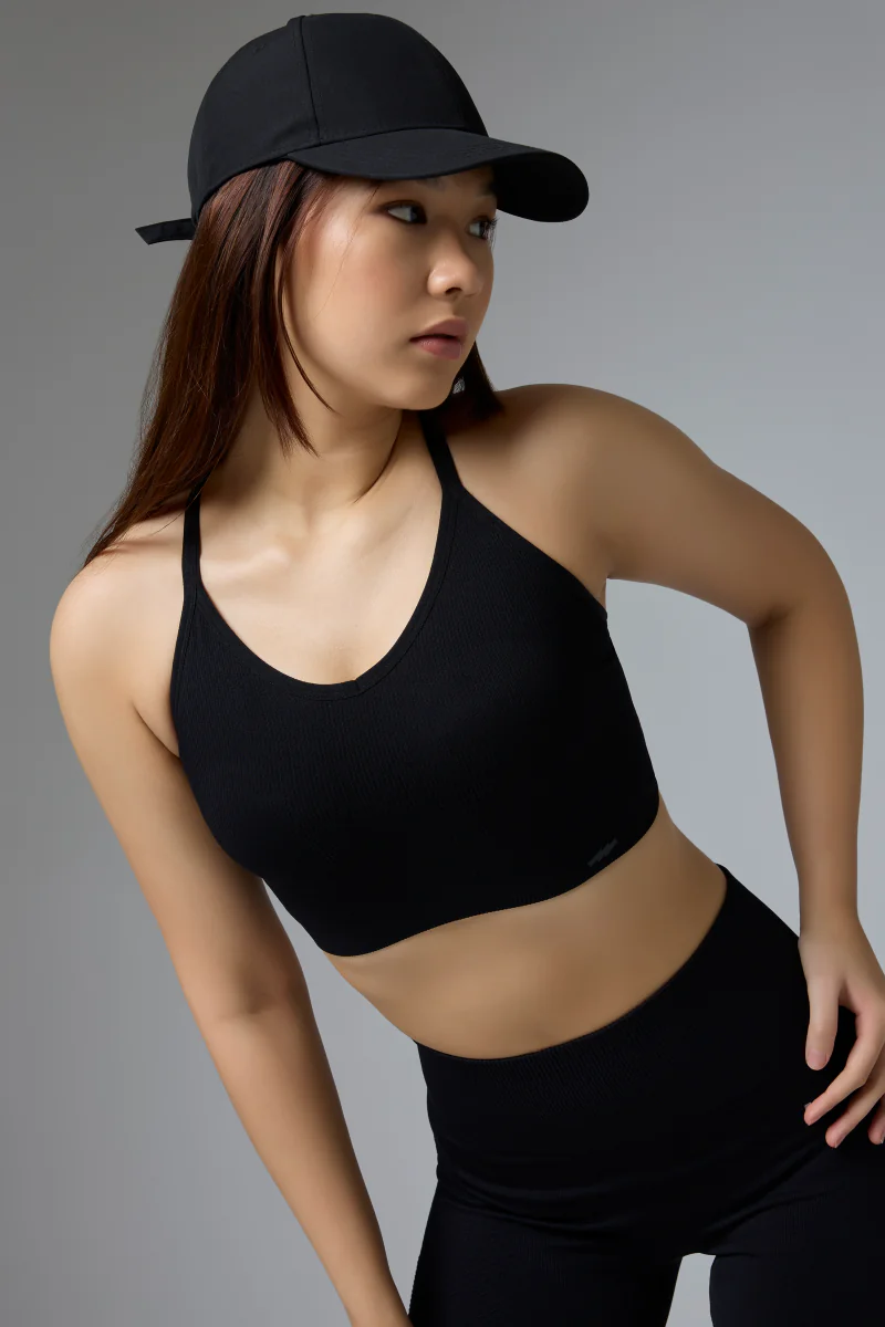 Women's Black FlexRib V Longline Bra