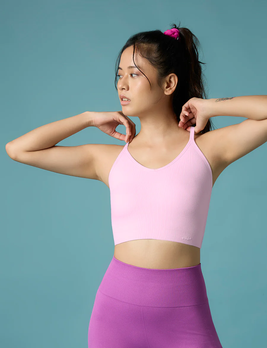 Women's Pink FlexRib V Longline Bra