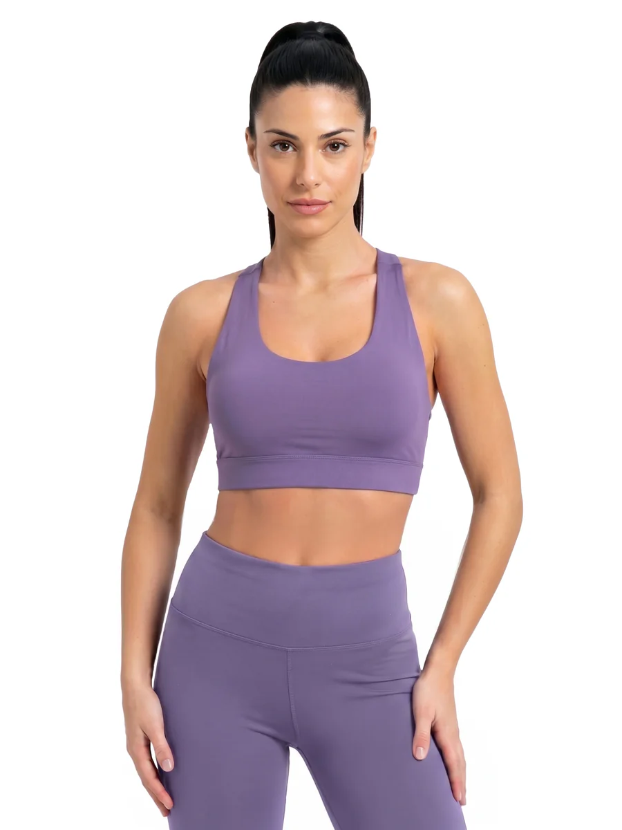 Women's Purple Sports Skinny Fit Full Coverage Solid Racerback Sport Bra